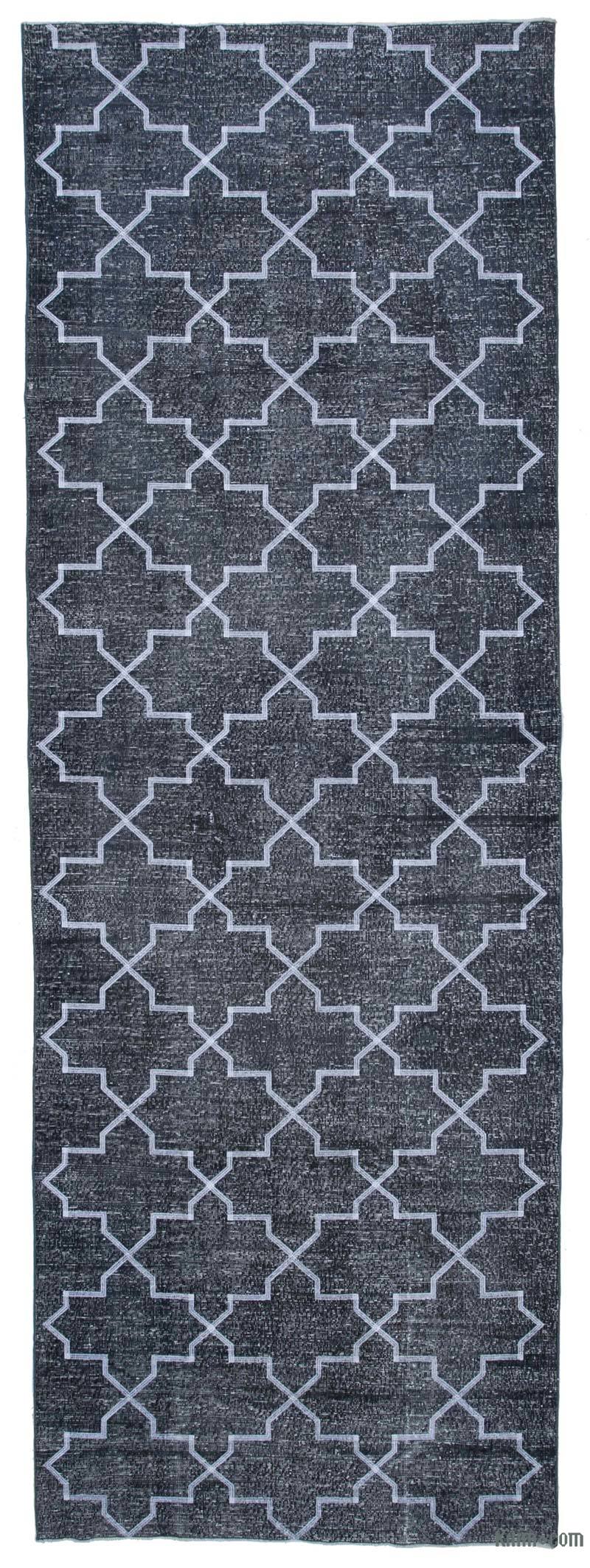 Grey Embroidered Over-dyed Turkish Vintage Runner - 4' 9" x 13' 8" (57" x 164") - K0038699