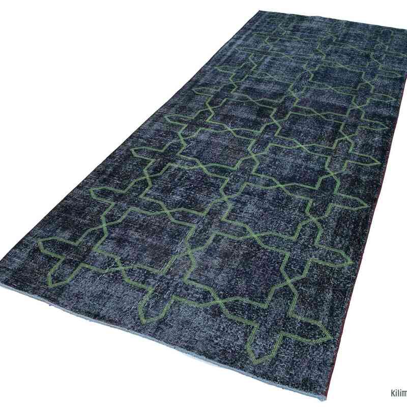 Grey Embroidered Over-dyed Turkish Vintage Runner - 4' 8" x 12' 2" (56" x 146") - K0038700