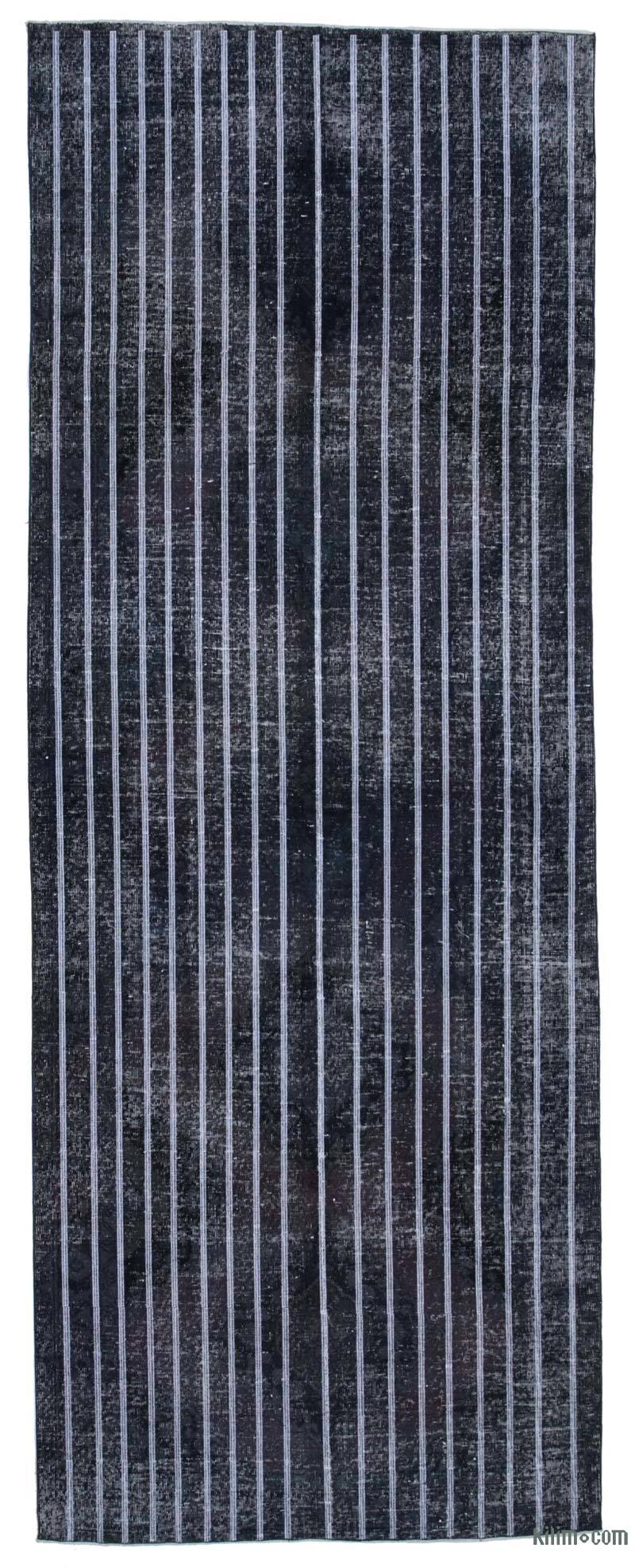 Grey Embroidered Over-dyed Turkish Vintage Runner - 4' 8" x 12' 7" (56" x 151") - K0038701