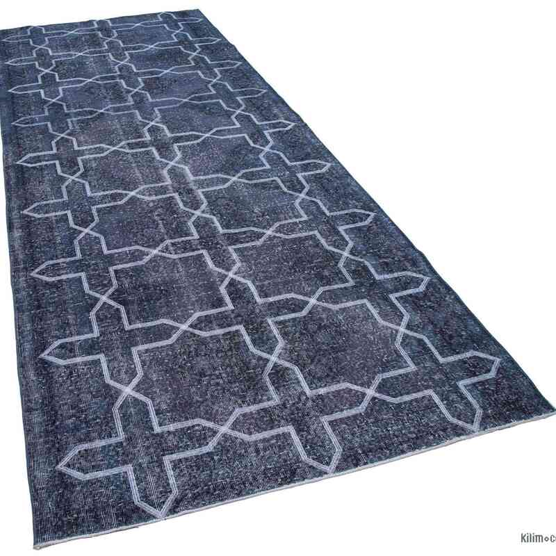 Grey Embroidered Over-dyed Turkish Vintage Runner - 4' 9" x 11' 10" (57" x 142") - K0038702