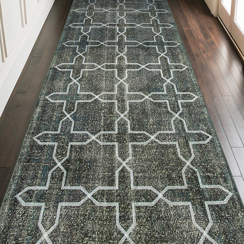 İşlemeli ve Boyalı El Dokuma Vintage Halı - 144 cm x 361 cm - K0038702