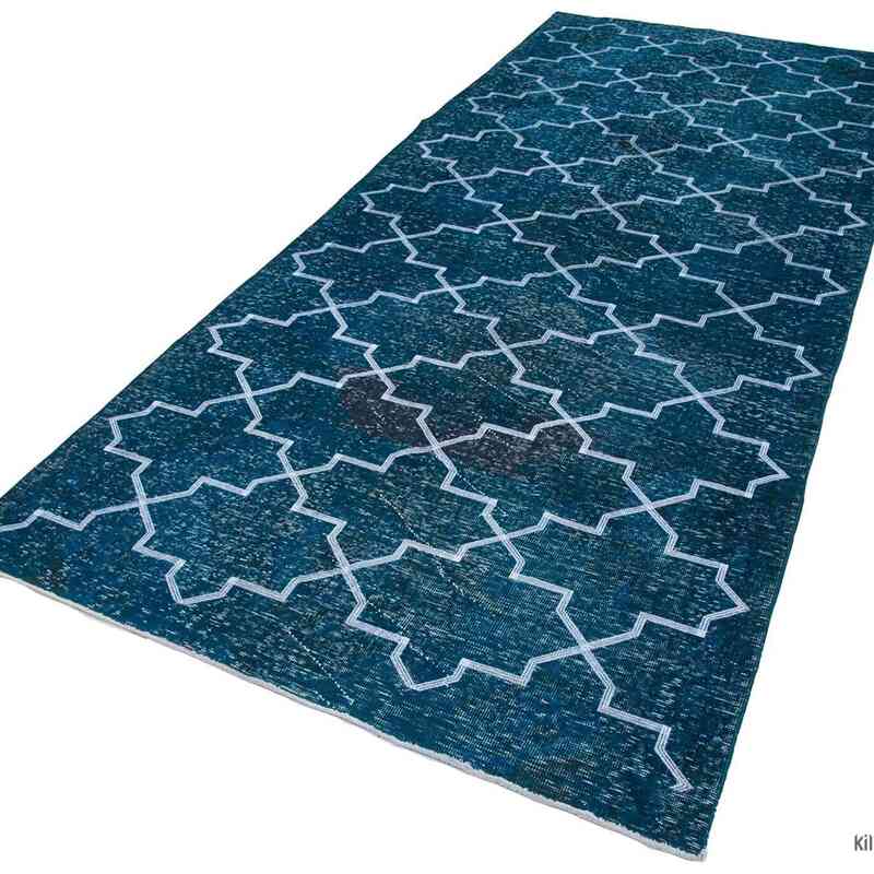 Embroidered Over-dyed Turkish Vintage Runner - 4' 9" x 11' 7" (57" x 139") - K0038705