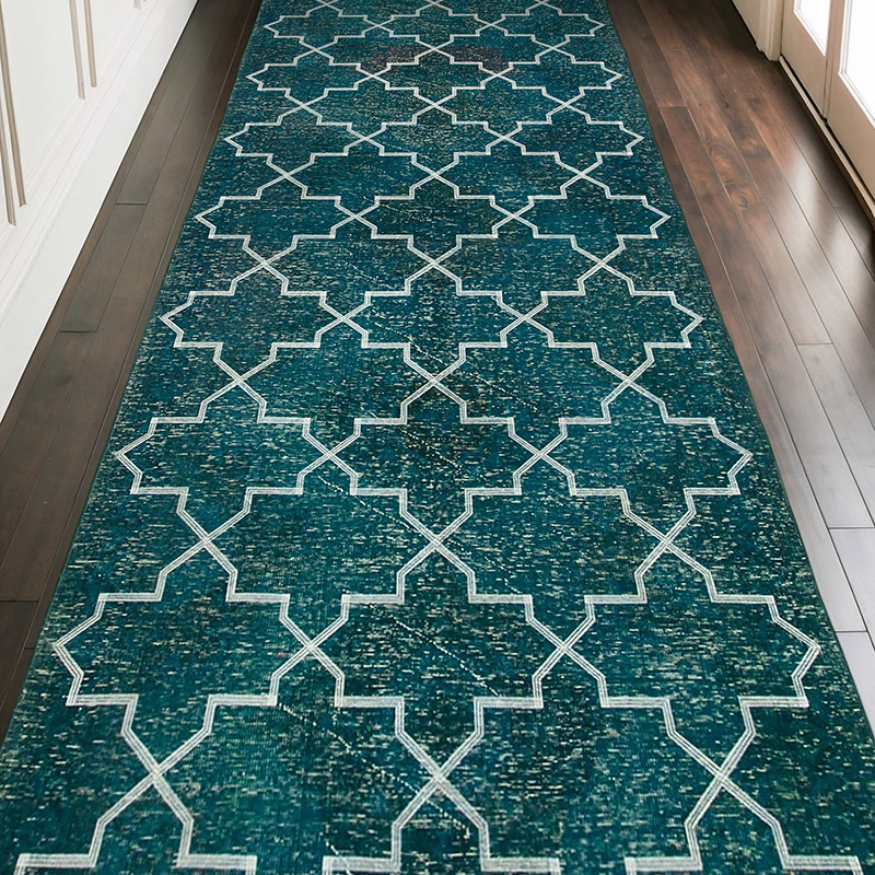 Alfombra Turca bordada sobre teñida vintage - 144 cm x 354 cm - K0038705