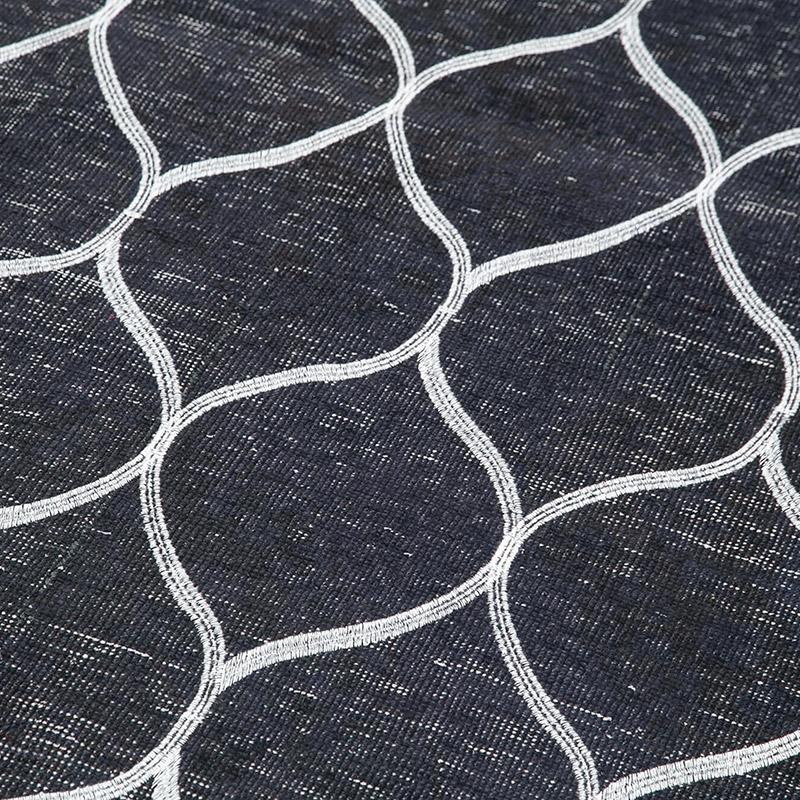 Negro Alfombra Turca bordada sobre teñida vintage - 147 cm x 370 cm - K0038707