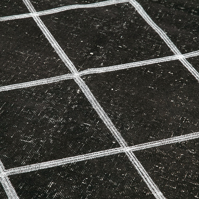 Black Embroidered Over-dyed Turkish Vintage Runner - 4' 8" x 11' 3" (56" x 135") - K0038712