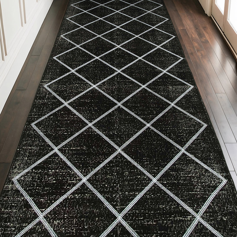 Black Embroidered Over-dyed Turkish Vintage Runner - 4' 8" x 11' 3" (56" x 135") - K0038712