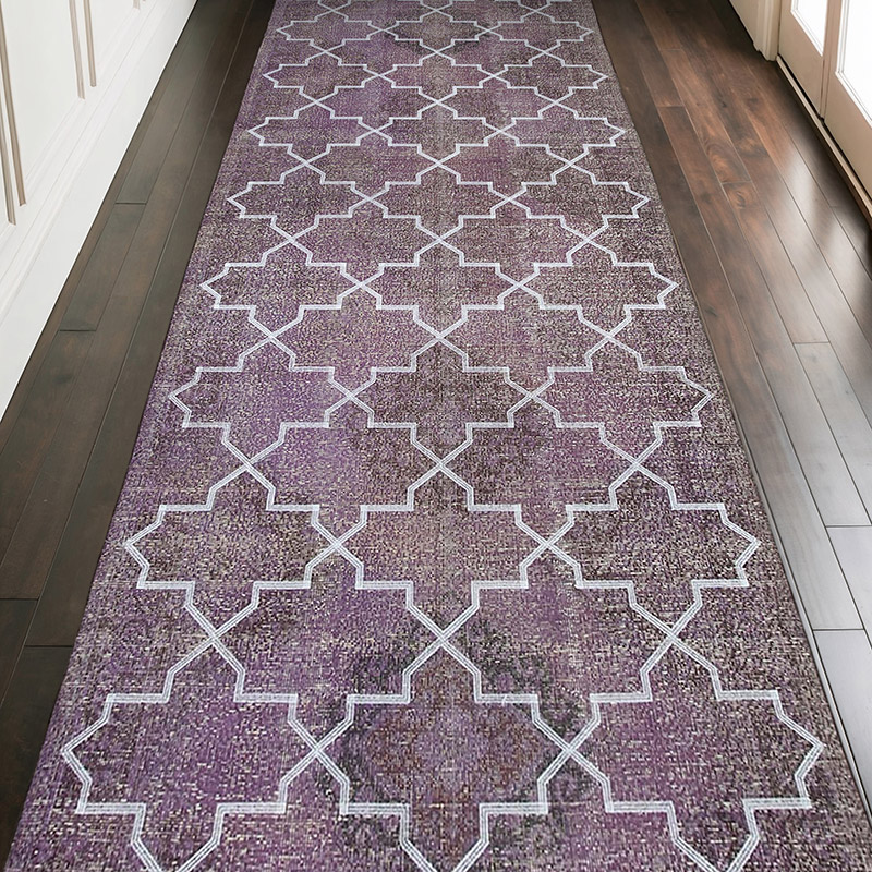 Purple Embroidered Over-dyed Turkish Vintage Runner - 4' 10" x 13'  (58" x 156") - K0038713