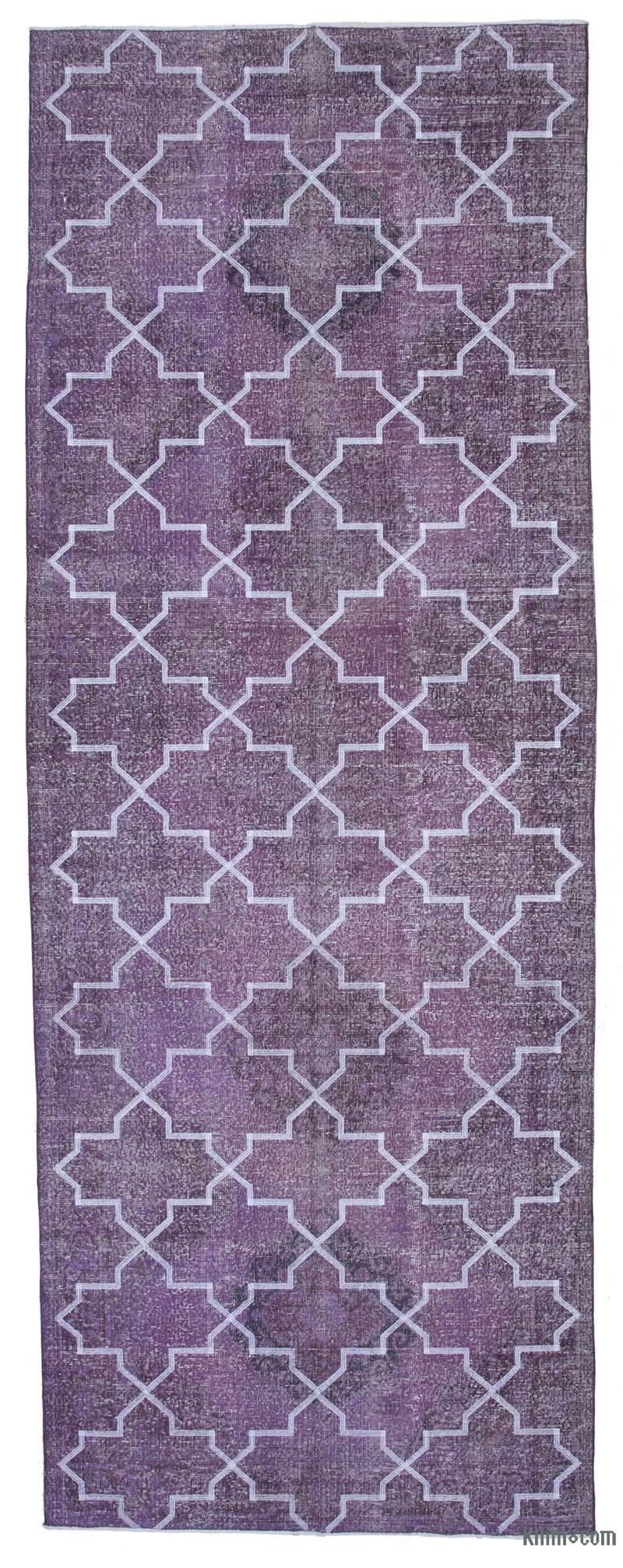 Purple Embroidered Over-dyed Turkish Vintage Runner - 4' 10" x 13'  (58" x 156") - K0038713
