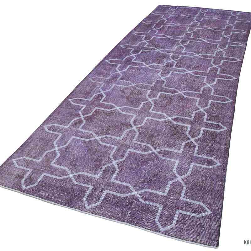 Purple Embroidered Over-dyed Turkish Vintage Runner - 4' 6" x 12' 6" (54" x 150") - K0038714