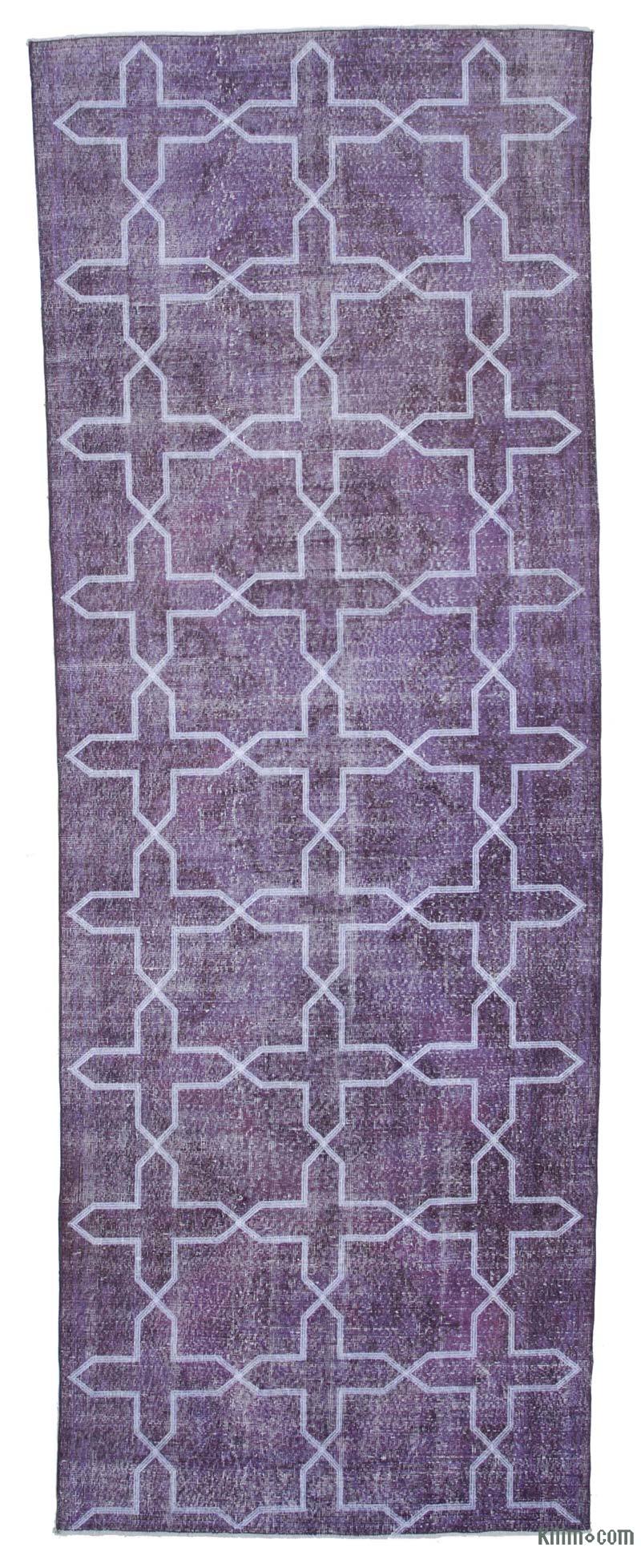Purple Embroidered Over-dyed Turkish Vintage Runner - 4' 6" x 12' 6" (54" x 150") - K0038714