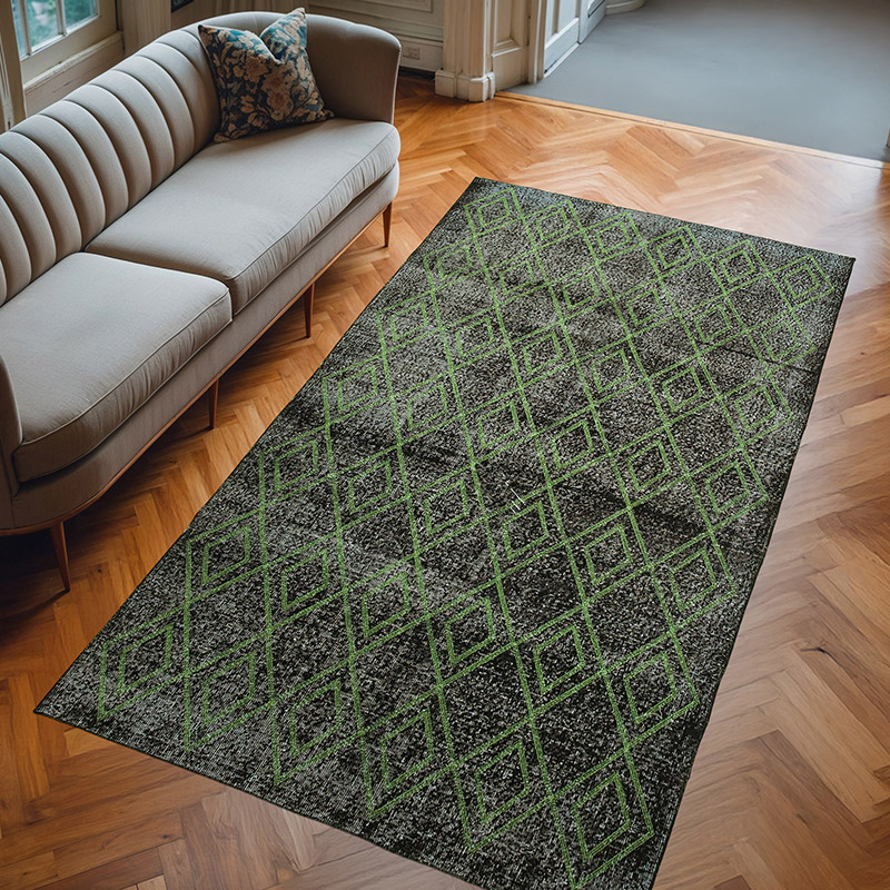 Alfombra Turca bordada sobre teñida vintage - 159 cm x 287 cm - K0038716