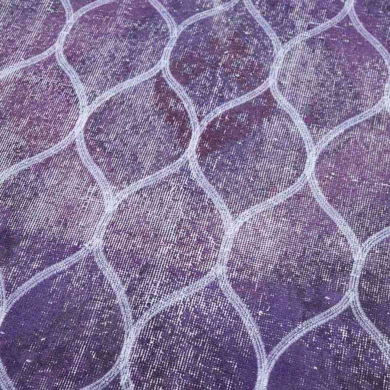 Purple Embroidered Over-dyed Turkish Vintage Runner - 4' 4" x 12' 6" (52" x 150") - K0038720