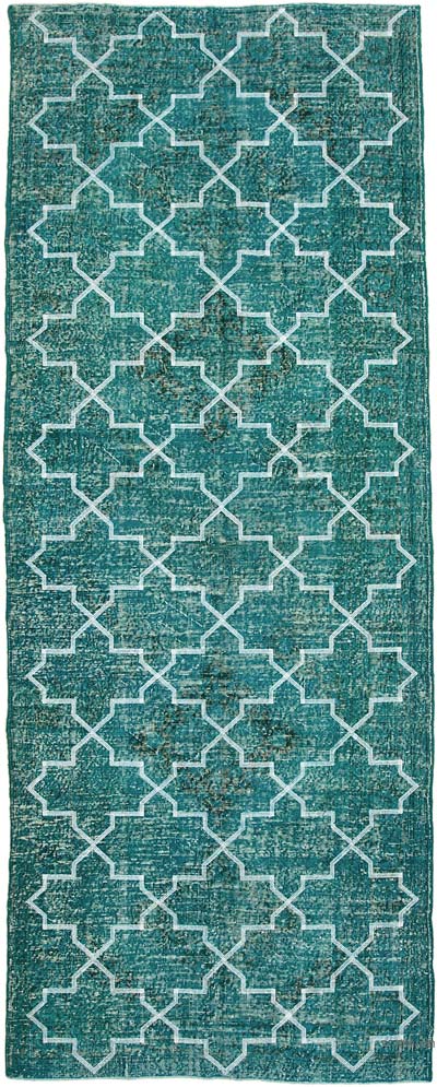 Alfombra Turca bordada sobre teñida vintage - 152 cm x 384 cm