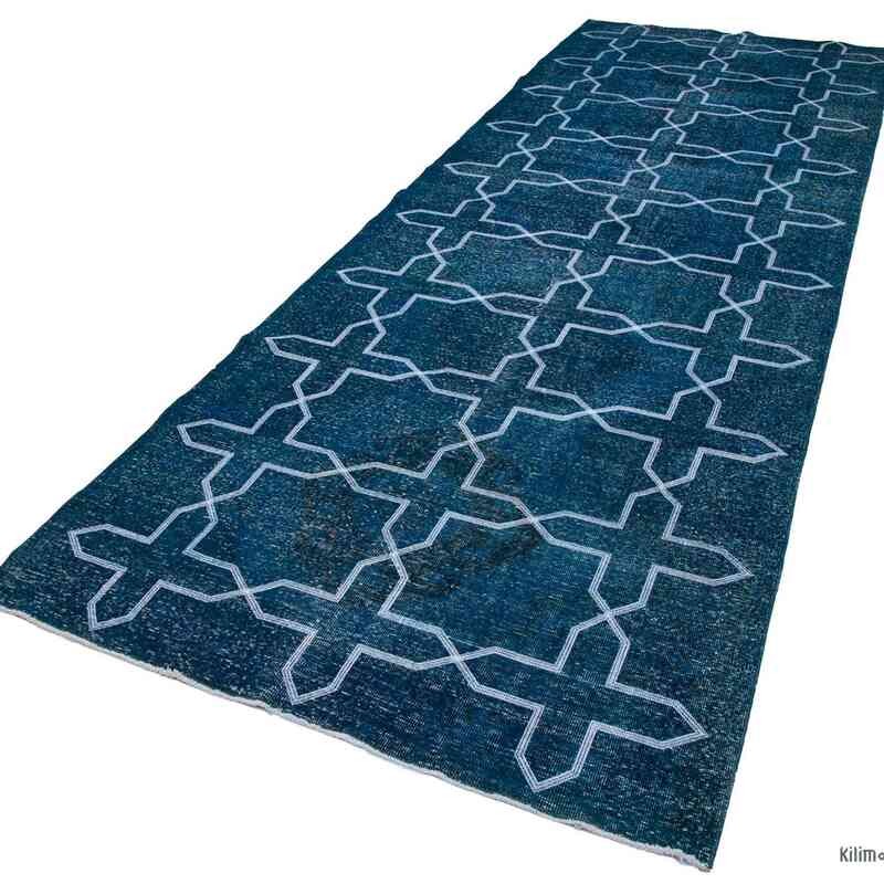 Embroidered Over-dyed Turkish Vintage Runner - 4' 7" x 13' 2" (55" x 158") - K0038726