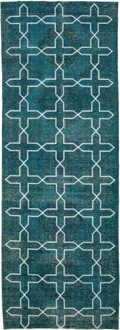 Alfombra Turca bordada sobre teñida vintage - 140 cm x 402 cm