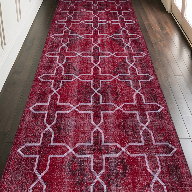 Alfombra Turca bordada sobre teñida vintage - 143 cm x 384 cm - K0038729