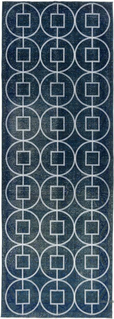 Alfombra Turca bordada sobre teñida vintage - 128 cm x 364 cm