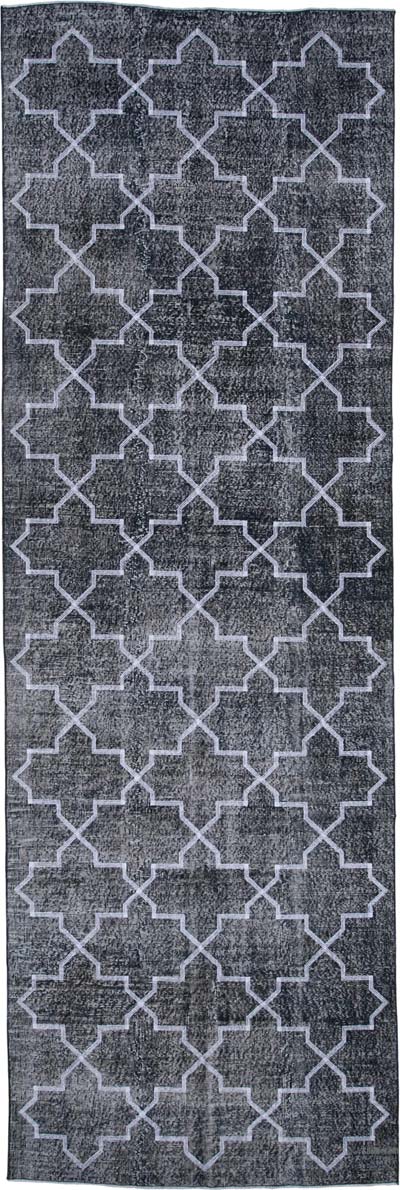 Embroidered Over-dyed Turkish Vintage Runner - 4' 5" x 13' 6" (53" x 162")