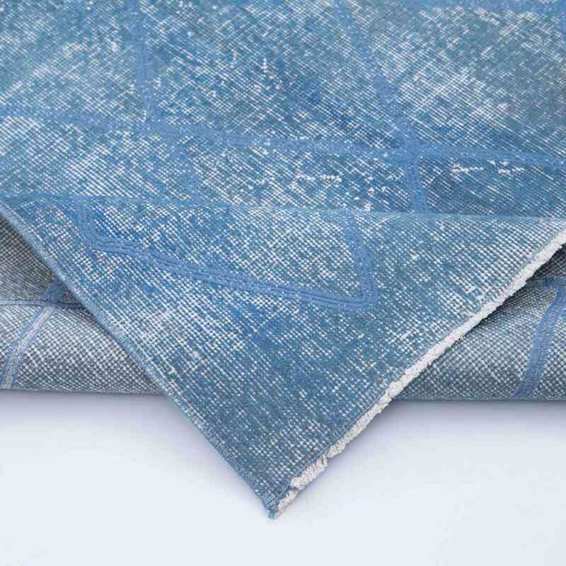 Azul claro Alfombra Turca bordada sobre teñida vintage - 143 cm x 338 cm - K0038738