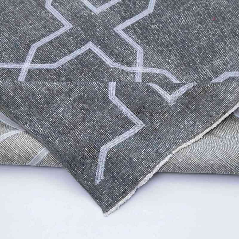 Grey Embroidered Over-dyed Turkish Vintage Runner - 4' 8" x 13'  (56" x 156") - K0038742