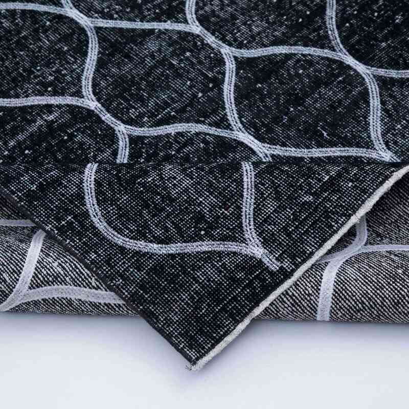 Negro Alfombra Turca bordada sobre teñida vintage - 148 cm x 385 cm - K0038743
