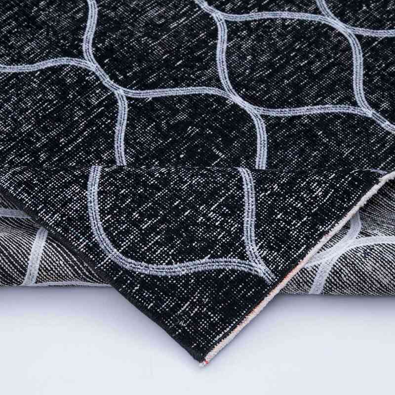 Negro Alfombra Turca bordada sobre teñida vintage - 152 cm x 342 cm - K0038750