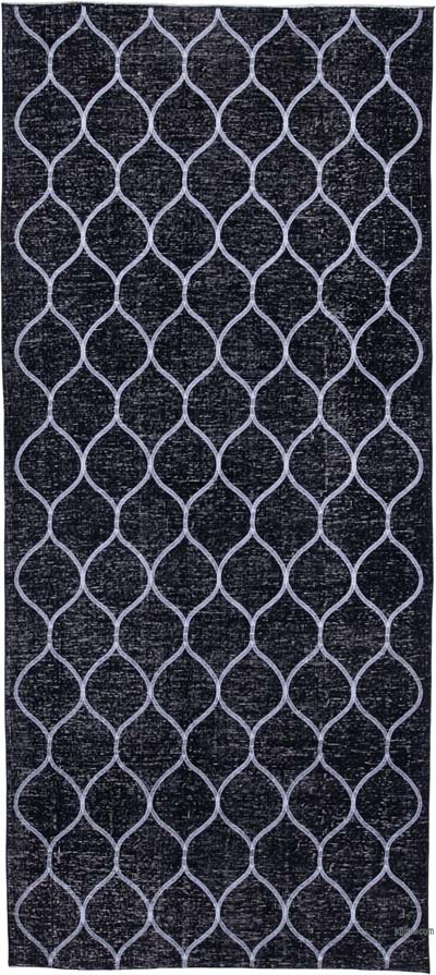 İşlemeli ve Boyalı El Dokuma Vintage Halı - 152 cm x 342 cm