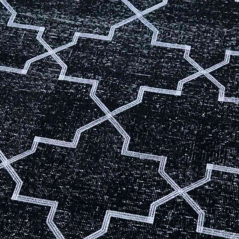 Negro Alfombra Turca bordada sobre teñida vintage - 142 cm x 395 cm - K0038751