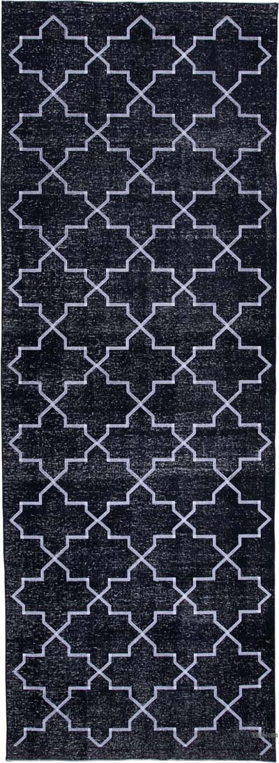 İşlemeli ve Boyalı El Dokuma Vintage Halı - 142 cm x 395 cm