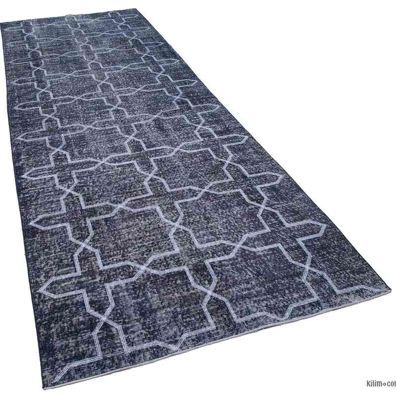Grey Embroidered Over-dyed Turkish Vintage Runner - 4' 6" x 12' 7" (54" x 151") - K0038754