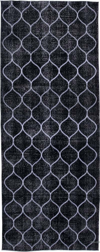 Black Embroidered Over-dyed Turkish Vintage Runner - 4' 8" x 11' 10" (56" x 142")