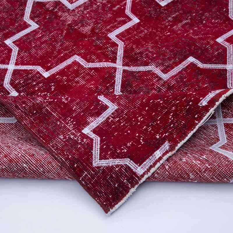 Rojo Alfombra Turca bordada sobre teñida vintage - 140 cm x 344 cm - K0038759