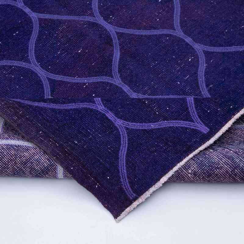 Púrpura Alfombra Turca bordada sobre teñida vintage - 146 cm x 380 cm - K0038760