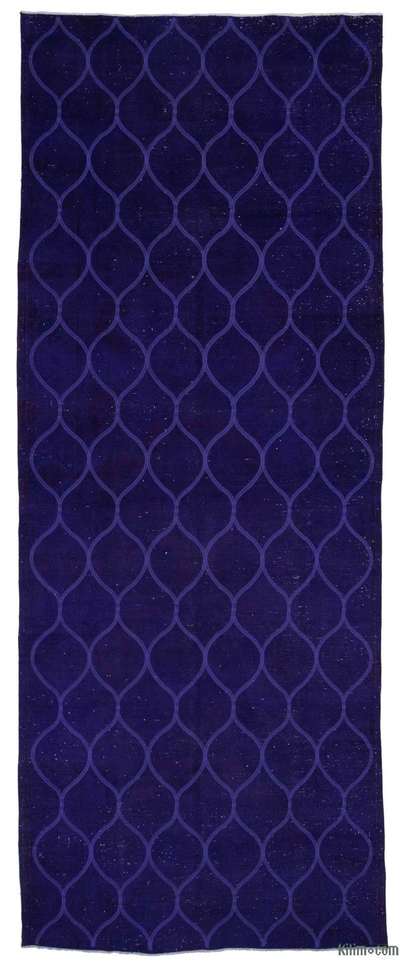 Purple Embroidered Over-dyed Turkish Vintage Runner - 4' 9" x 12' 6" (57" x 150") - K0038760
