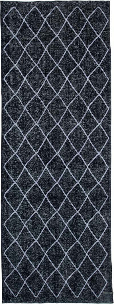 İşlemeli ve Boyalı El Dokuma Vintage Halı - 150 cm x 416 cm