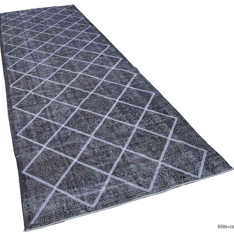 Grey Embroidered Over-dyed Turkish Vintage Runner - 4' 8" x 13' 11" (56" x 167") - K0038763