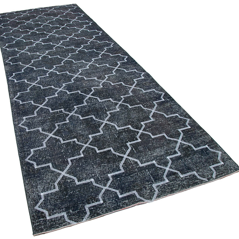 Embroidered Over-dyed Turkish Vintage Runner - 4' 7" x 13'  (55" x 156") - K0038769