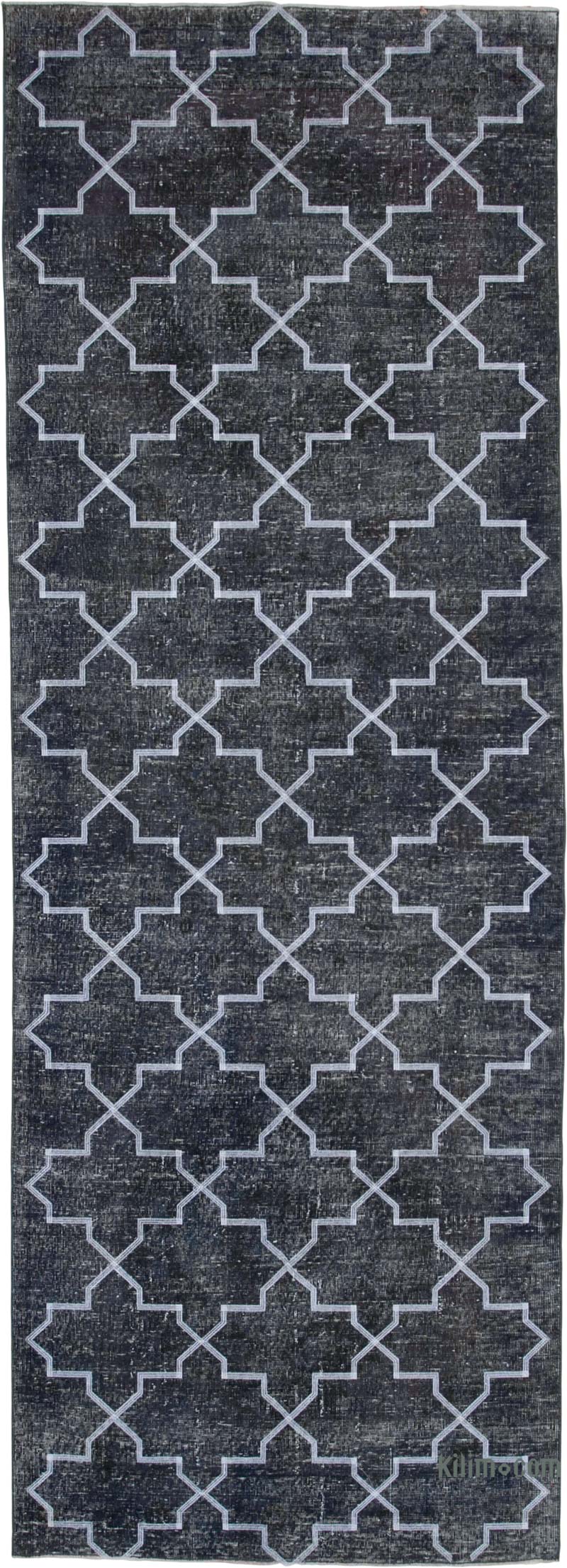 Embroidered Over-dyed Turkish Vintage Runner - 4' 7" x 13'  (55" x 156") - K0038769
