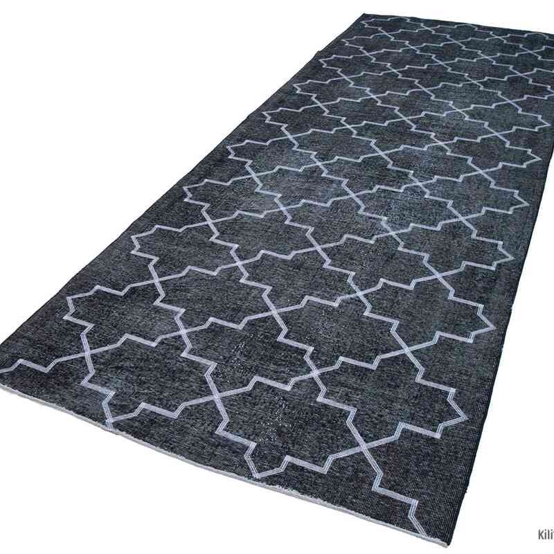 Grey Embroidered Over-dyed Turkish Vintage Runner - 4' 9" x 12' 6" (57" x 150") - K0038772