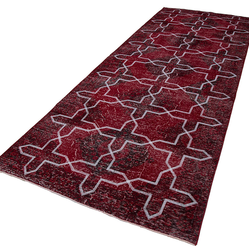 Alfombra Turca bordada sobre teñida vintage - 140 cm x 370 cm - K0038773
