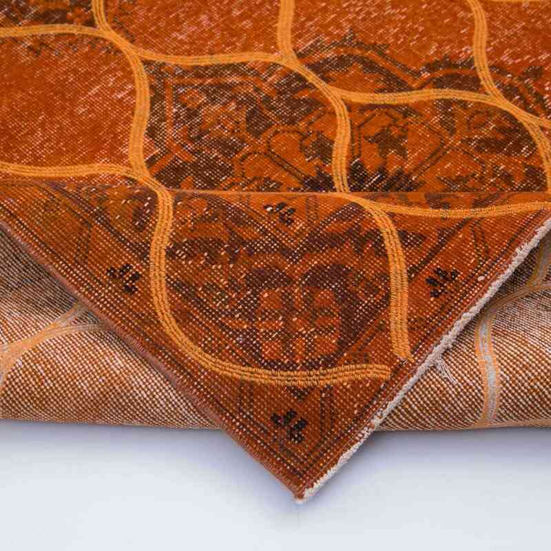 Naranja Alfombra Turca bordada sobre teñida vintage - 148 cm x 392 cm - K0038775