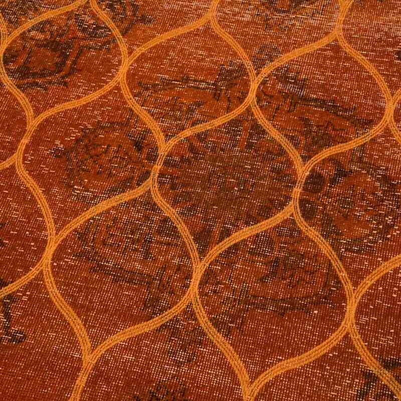 Naranja Alfombra Turca bordada sobre teñida vintage - 148 cm x 392 cm - K0038775