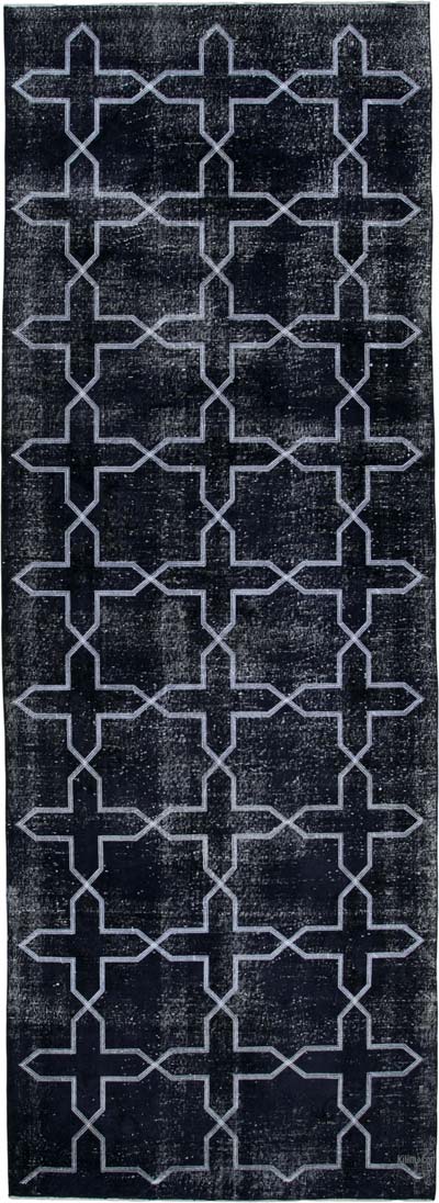 Embroidered Over-dyed Turkish Vintage Runner - 4' 7" x 12' 10" (55" x 154")