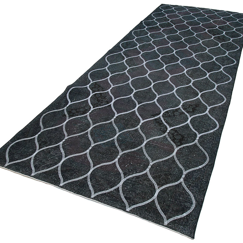 Embroidered Over-dyed Turkish Vintage Runner - 4' 8" x 13' 1" (56" x 157") - K0038777