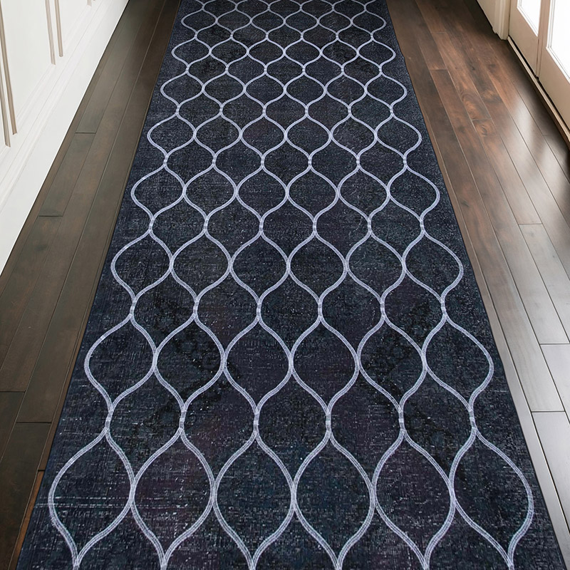 Embroidered Over-dyed Turkish Vintage Runner - 4' 8" x 13' 1" (56" x 157") - K0038777