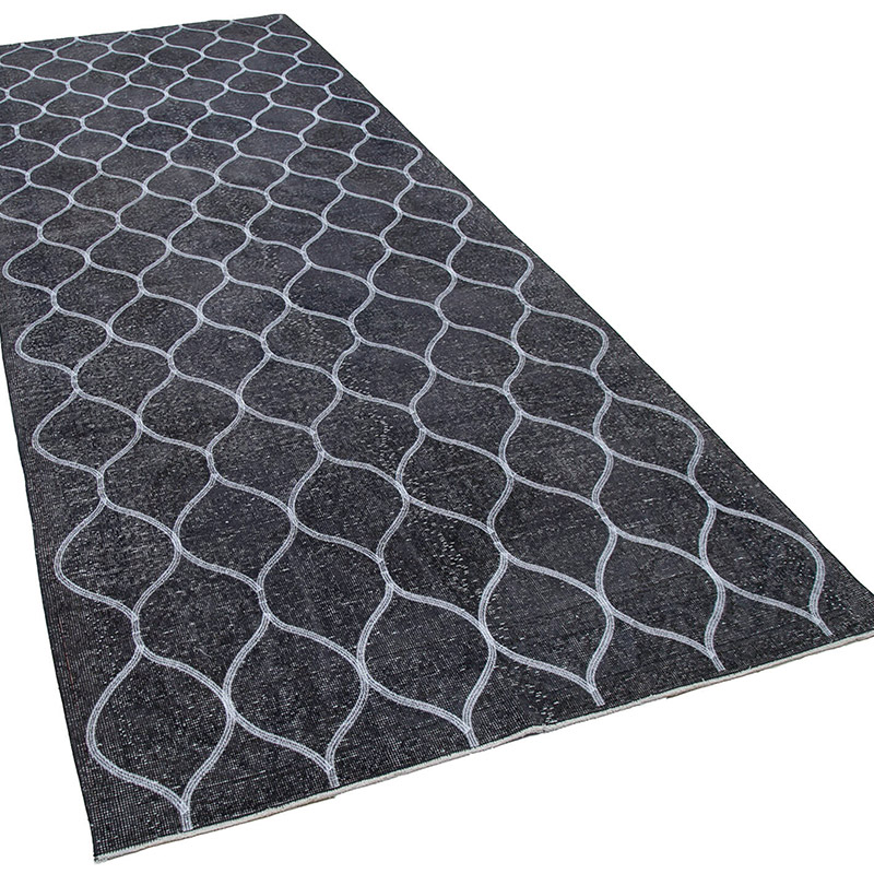 Embroidered Over-dyed Turkish Vintage Runner - 4' 10" x 12' 8" (58" x 152") - K0038780