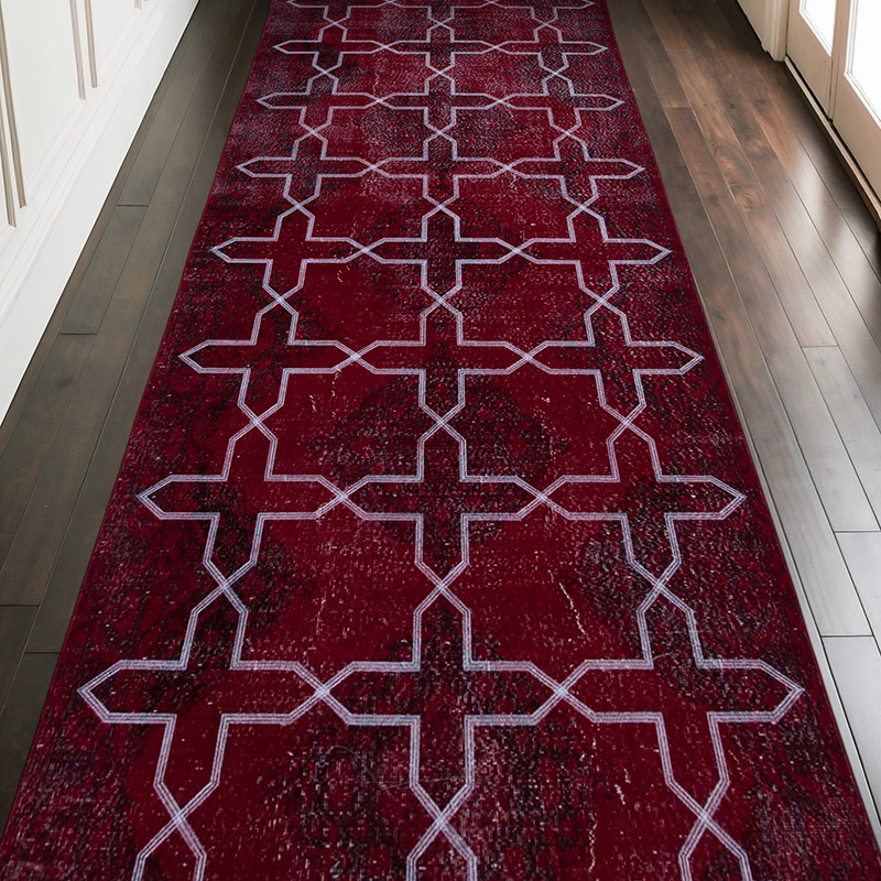Alfombra Turca bordada sobre teñida vintage - 142 cm x 377 cm - K0038786