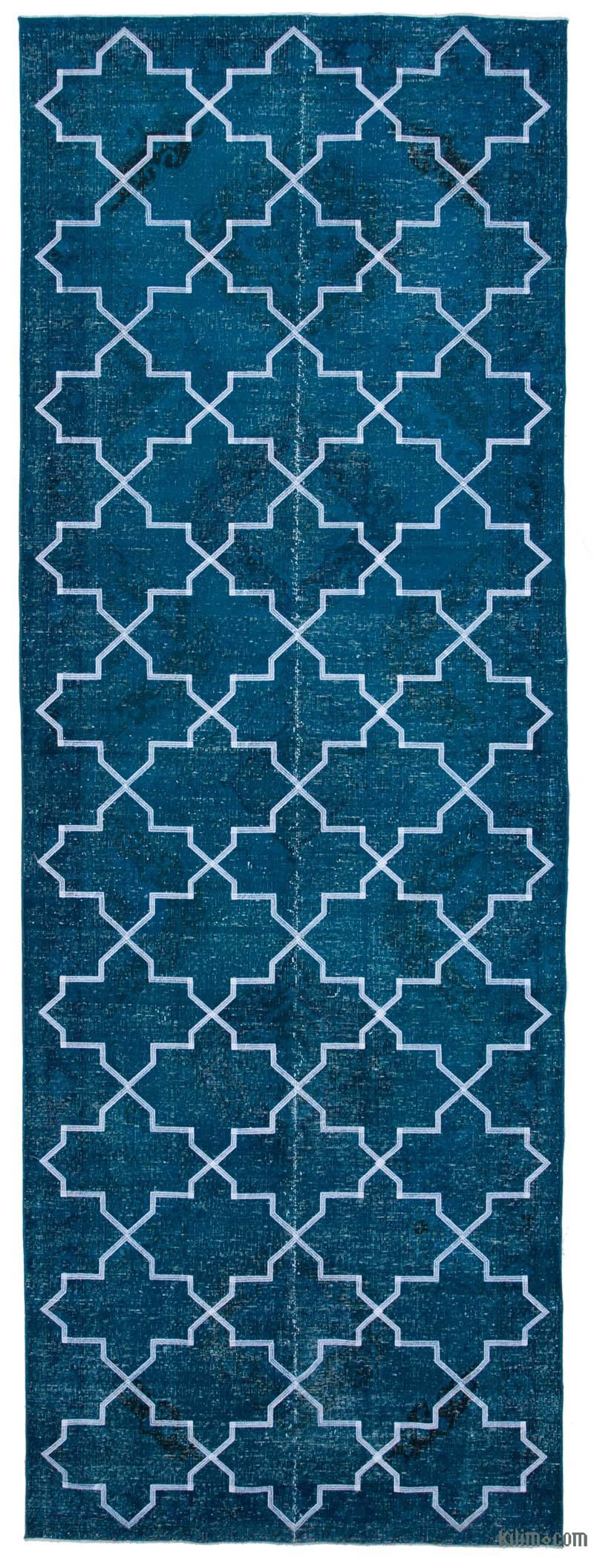 Embroidered Over-dyed Turkish Vintage Runner - 4' 9" x 13' 4" (57" x 160") - K0038787