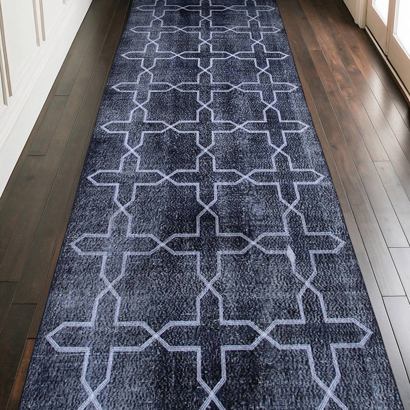 İşlemeli ve Boyalı El Dokuma Vintage Halı - 140 cm x 384 cm - K0038797
