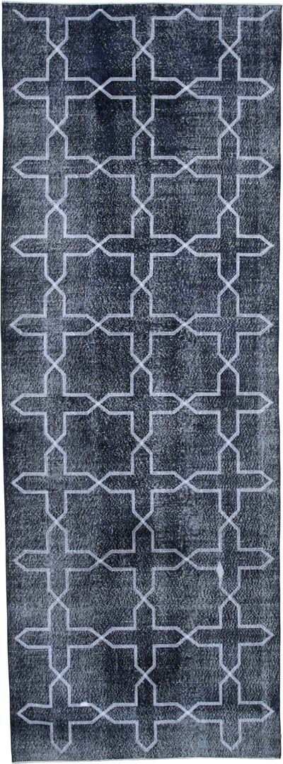 İşlemeli ve Boyalı El Dokuma Vintage Halı - 140 cm x 384 cm